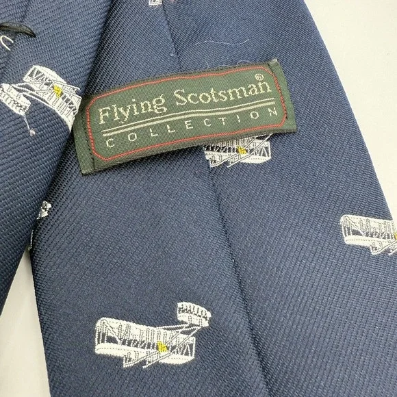 Vintage Flying Scotsman Collection Aviation Tie Classic Navy Wright Brothers - Picture 5 of 6